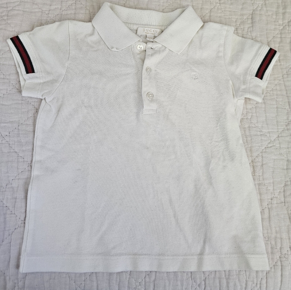 Gucci Kids Polo Shirt with Red and Black Stripes - Picture 1 of 3